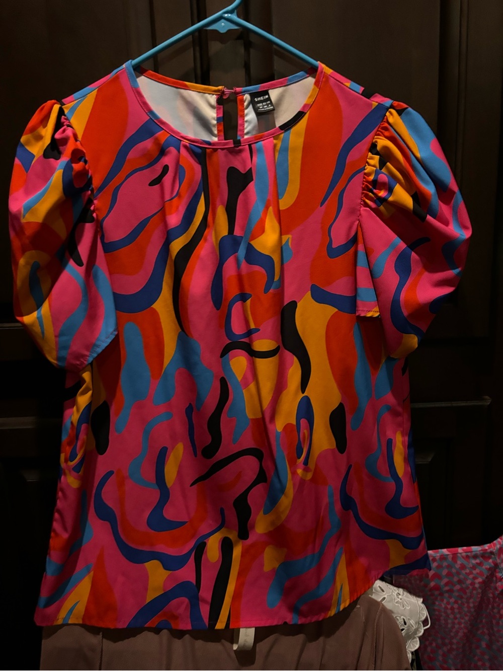SHEIN Multicolor Abstract Stripe Dress - Pink, Blue, Orange, Yellow, Black